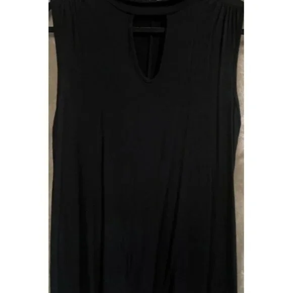 Jennifer Lopez Black Sleeveless Keyhole Neckline Choker Cut Top Tunic Collar Med - Picture 10 of 16